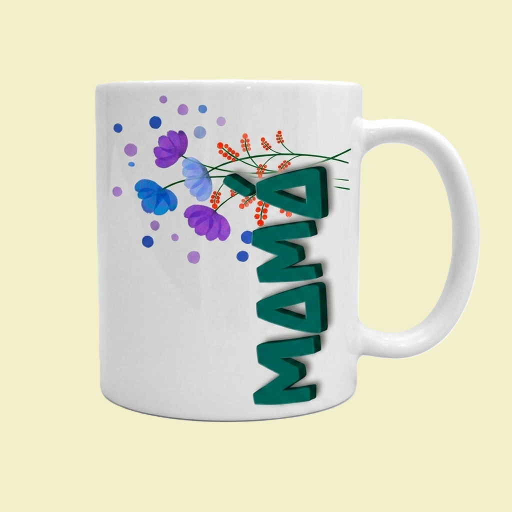 Tasa Mamá Flores Paleta Morada Premium